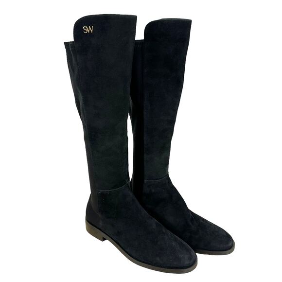 Stuart Weitzman NWOB Keelan City Suede Neoprene Black Knee High Boots Size 6.5B - Picture 2 of 8